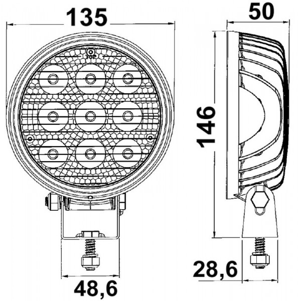 FARO ORIENTABILE 12/24V A 9 LED